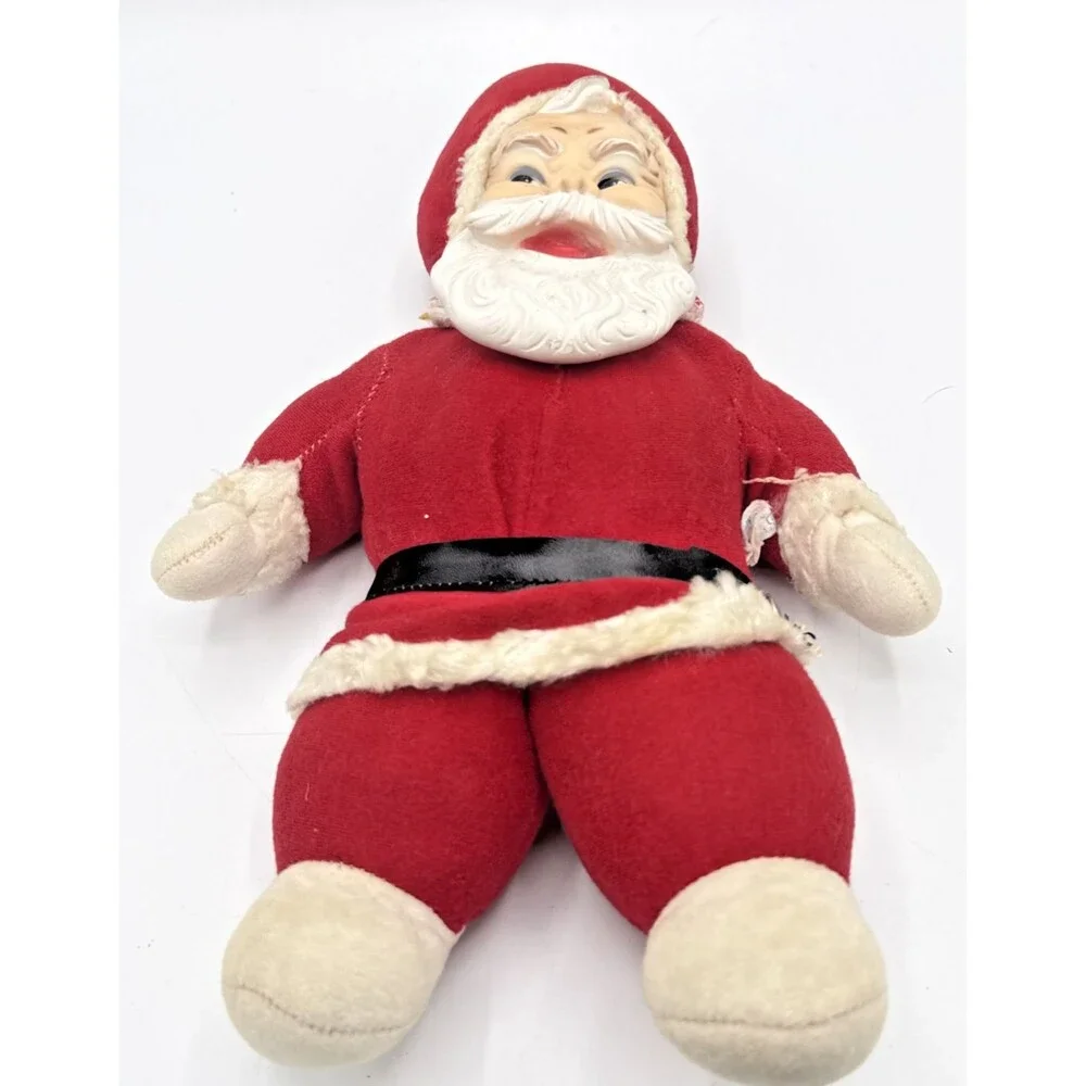 Vintage Rushton Co Rubber Face & Beard Santa Claus Plush Figure/Doll 14”